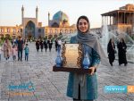تندیس لوح تقدیر جفت گلدان میناکاری 20 سانتی