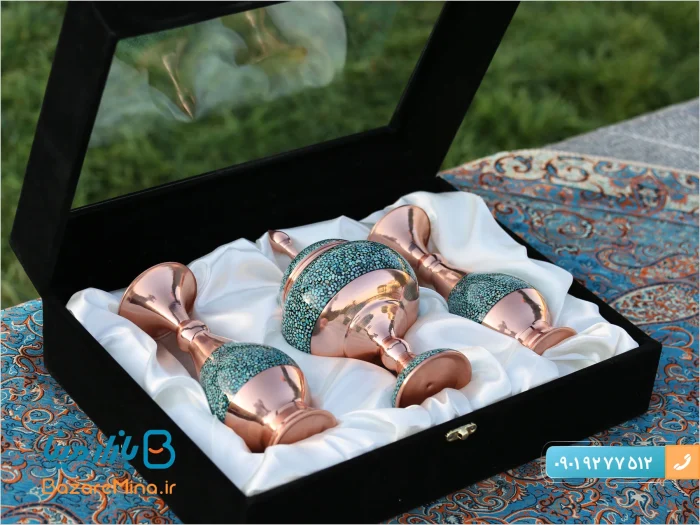 ست جفت گلدان و شکلات خوری فیروزه کوبی