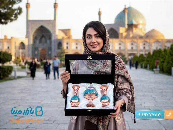 ست جفت گلدان و شکلات خوری فیروزه کوبی