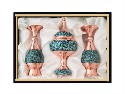 ست جفت گلدان و شکلات خوری فیروزه کوبی