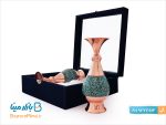 جفت گلدان فیروزه کوبی 20 سانتی با جعبه هدیه