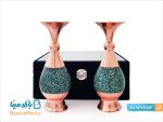 جفت گلدان فیروزه کوبی 20 سانتی با جعبه هدیه