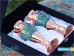 جفت گلدان فیروزه کوبی 20 سانتی با جعبه هدیه