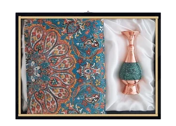 ست گلدان فیروزه کوبی و ترمه با جعبه کادویی